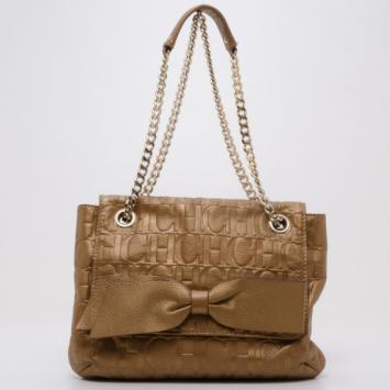 Pre Owned Carolina Herrera Audrey Bronze Bow Handbag