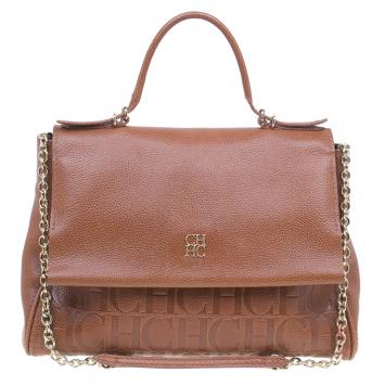 Pre Owned Carolina Herrera Brown Leather Minueto Flap Bag