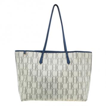 Pre Owned Carolina Herrera Monogram Coated Canvas Shopper Tote
