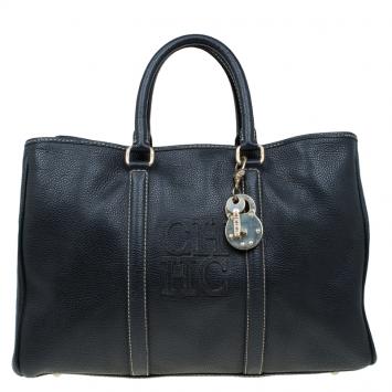 Pre Owned Carolina Herrera Black Leather Matteo Satchel