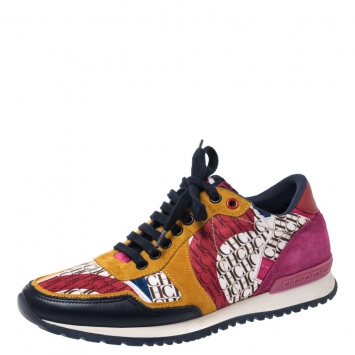 مملوكة مسبقًا Carolina Herrera Multicolor Suede, Leather And Fabric Low Top Sneakers Size 38