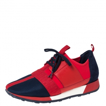 مملوكة مسبقًا Carolina Herrera Multicolor Tweed, Leather And Suede Low Top Sneakers Size 41