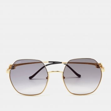 Pre Owned Cartier Black/Gold CT0267S Square Sunglasses