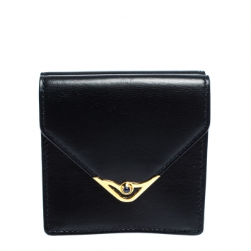 Pre Owned Cartier Black Leather Sapphire S de Cartier Coin Wallet
