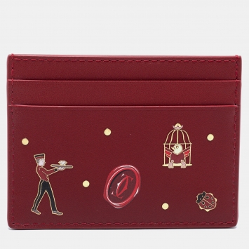 Pre Owned Cartier Red Leather Diabolo de Cartier Card Holder