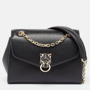 Pre Owned Cartier Black Leather Mini Panthere Chain Bag