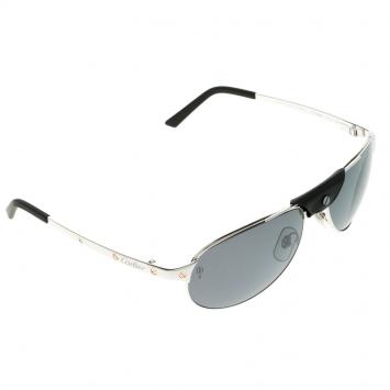 Pre Owned Cartier Silver Santos-Dumont Polarized Aviator Sunglasses