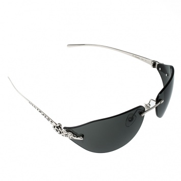 Pre Owned Cartier Silver/Black Panthere De Cartier Rimless Jewel Sunglasses