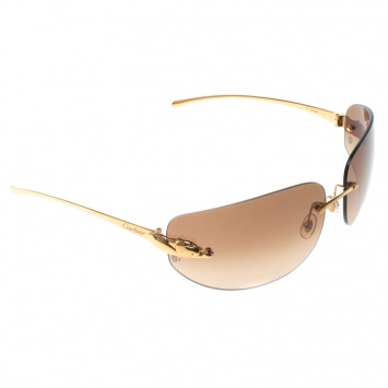 Pre Owned Cartier Gold/Brown Gradient Panthere de Cartier Rimless Sunglasses