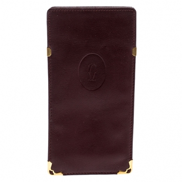 Pre Owned Cartier Burgundy Leather Sunglasses Case
