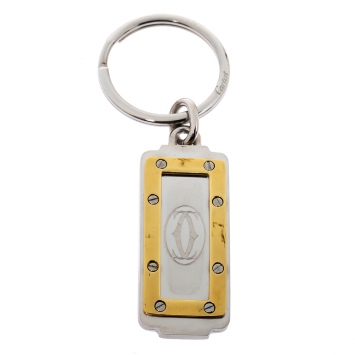 Pre Owned Cartier Logo Two Tone Keychain