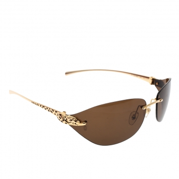 Pre Owned Cartier Brown/Gold T82006 Panthere Rimless Sunglasses