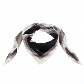 Pre Owned Cartier Monochrome Logo Print Silk Square Scarf