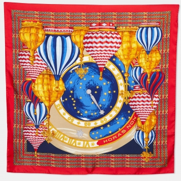 Pre Owned Cartier Red Must de Cartier Print Silk Scarf