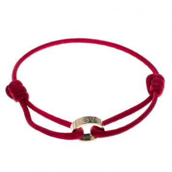 Pre Owned Cartier Love 18K White Gold Red Cord Adjustable Bracelet 