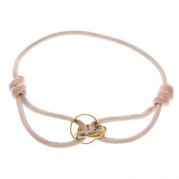 Pre Owned Cartier Trinity De Cartier Three Tone 18k Gold Adjustable Pink Cord Bracelet