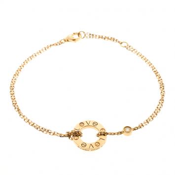 Pre Owned Cartier Love Diamond 18k Yellow Gold Chain Bracelet