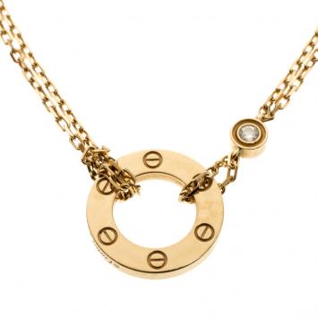 Pre Owned Cartier Love Diamond & 18k Yellow Gold Chain Bracelet