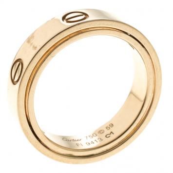Pre Owned Cartier Secret Love 18k Yellow Gold Band Ring Size 59