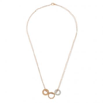 Pre Owned Cartier Love 6 Diamond 18k Rose Gold & White Gold Double Chain Necklace