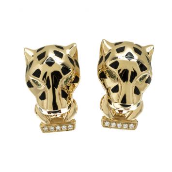 Pre Owned Cartier Panthere de Cartier Diamond Tsavorite Garnet 18k Yellow Gold Clip-on Earrings