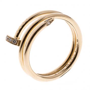 Pre Owned Cartier Juste Un Clou Diamond 18k Rose Gold Ring Size 54