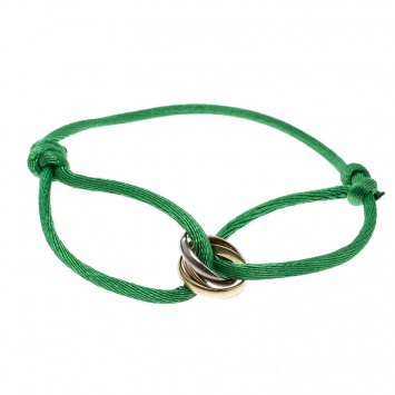 Pre Owned Cartier Trinity De Cartier Three Tone 18k Gold Green Adjustable Cord Bracelet