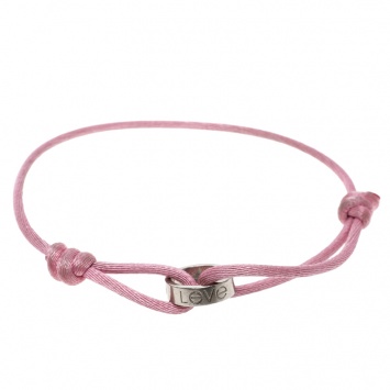 Pre Owned Cartier Love Charity 18k White Gold Adjustable Pink Cord Bracelet