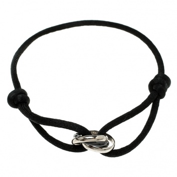 Pre Owned Cartier Trinity De Cartier Black Ceramic & 18k White Gold Adjustable Cord Bracelet