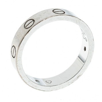 Pre Owned Cartier Love Diamond 18k White Gold Wedding Band Ring Size 52