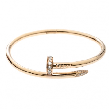 Pre Owned Cartier Juste Un Clou Diamond 18k Rose Gold Bracelet 17cm