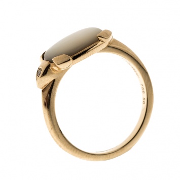 Pre Owned Cartier Tortue Mother-of-Pearl 18k Yellow Gold Ring Size 50