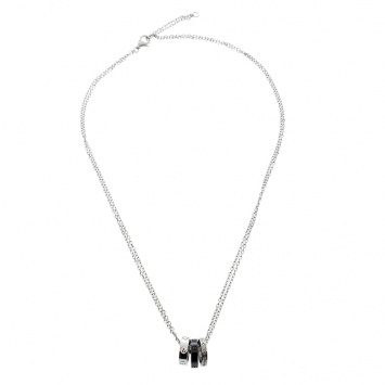 Pre Owned Cartier Love Ceramic & Diamond 18k White Gold Necklace