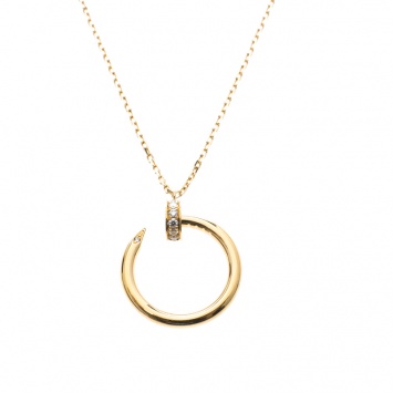 Pre Owned Cartier Juste Un Clou Diamond 18k Rose Gold Pendant Necklace