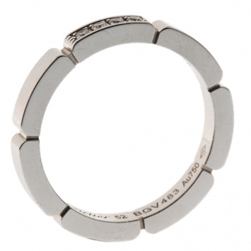Pre Owned Cartier Maillon Panthère Diamond 18k White Gold band Ring Size 52