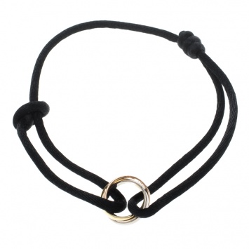 Pre Owned Cartier Trinity De Cartier Three Tone 18k Gold Black Adjustable Cord Bracelet
