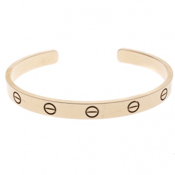 Pre Owned Cartier Love Open Cuff Rose Gold Bracelet 17cm