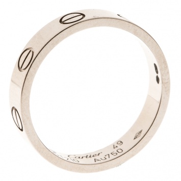 Pre Owned Cartier Love 18k White Gold Mini Ring Size 49