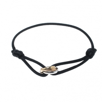 Pre Owned Cartier Trinity De Cartier Three Tone 18k Gold Black Adjustable Cord Bracelet