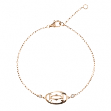 Pre Owned Cartier Double C de Cartier Diamond & 18k Rose Gold Logo Bracelet