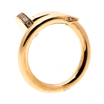 Pre Owned Cartier Juste Un Clou Diamond & 18k Rose Gold Ring 50