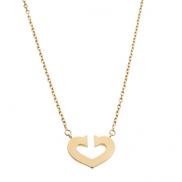 Pre Owned Cartier C De Cartier 18k Yellow Gold Heart Pendant Necklace