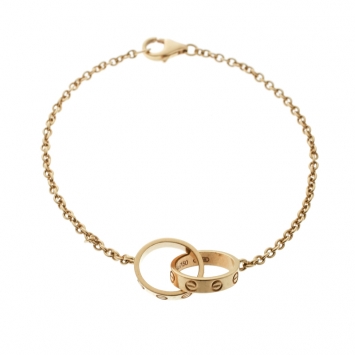 Pre Owned Cartier Love 2 Hoops 18k Yellow Gold Bracelet