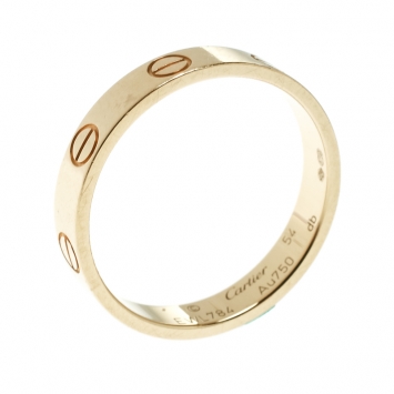 Pre Owned Cartier Love 18k Yellow Gold Mini Band Ring Size 54
