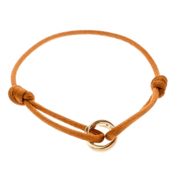Pre Owned Cartier Trinity De Cartier Three Tone 18k Gold Beige Adjustable Cord Bracelet