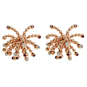 Pre Owned Cartier Paris Nouvelle Vague Diamond & Pink Sapphire 18k Rose Gold Tassel Stud Earrings