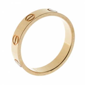 Pre Owned Cartier Love 18k Yellow Gold Mini Band Ring Size 52