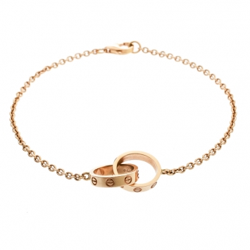 Pre Owned Cartier Love 2 Hoops 18k Rose Gold Bracelet 