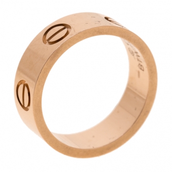 Pre Owned Cartier Love 18k Rose Gold Band Ring Size 47