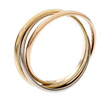 Pre Owned Cartier Trinity De Cartier 18k Three Tone Gold XS Rolling Band Ring Size 51